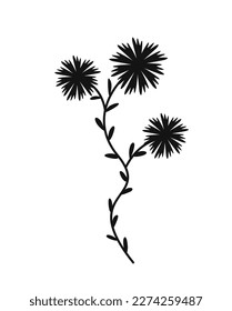 Minimalistic floral branch. Hand drawn icon with thorny burdock or wild plant. Plant growing and botany. Design element for postcard. Cartoon flat vector illustration isolated on white background