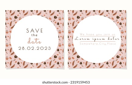 Minimalistic floral elegant wedding set invitation