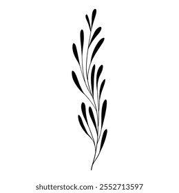 Minimalistic floral elements. Minimal boho floral frames and bouquets, organic decorative simple minimalistic floral icons. Vector isolated icon on white background.