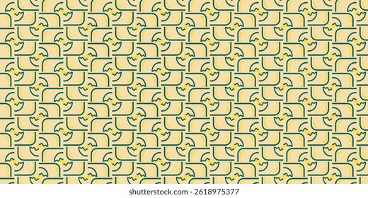 Patrón Floral Minimalista – Verde y Amarillo en Beige