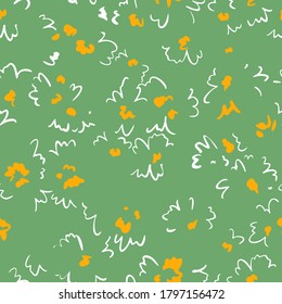 Minimalistic floral seamless pattern. Outline contour lines forming flower buds in bloom.  Simple geometric shapes as curved lines. Sketch line drawing. Spring nature ornament.