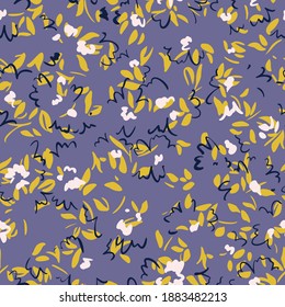 Patrón mínimo floral sin costuras. Contorno líneas de contorno formando pétalos de flores y brotes en flor. Formas geométricas simples como líneas curvas y trazos de pincel. Dibujo de esbozo. Ornamento natural primaveral.