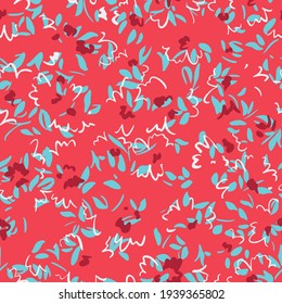Minimalistic floral seamless pattern. Outline contour lines forming flower petals and buds in bloom. Simple geometric shapes as curved lines and brush strokes. Sketch drawing. Spring nature ornament.