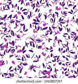 Minimalistic floral seamless pattern. Outline contour lines forming flower petals and buds in bloom. Simple geometric shapes as curved lines and brush strokes. Sketch drawing. Spring nature ornament.