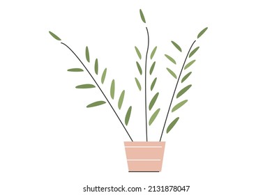 Minimalistic flower  in a pot. House plant in trendy colors. Vector illustration in flat cartoon style isolated on white background