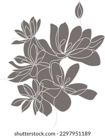Minimalistic flower silhouette line art illustration