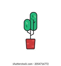 Minimalistic flowerpot in a pot on a white background.