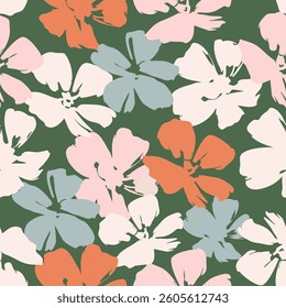 Minimalistic flowers pattern.Seamless pattern with florals for fabric, textiles, clothing, wrapping paper. Vector illustration