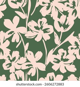Minimalistic flowers pattern.Seamless pattern with florals for fabric, textiles, clothing, wrapping paper. Vector illustration