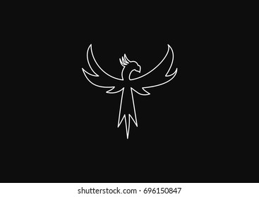 Minimalistic flying bird that looks like phoenix