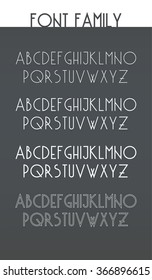Minimalistic font family set. Uppercase line font on a gray  background.