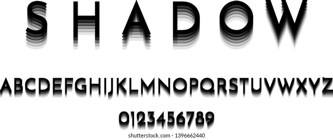 Minimalistic font with gluten effect. Vector illustration