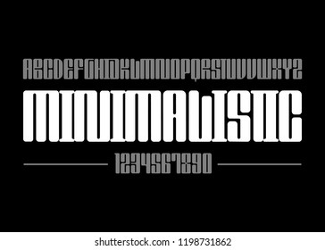 Minimalistic font. Simple type face. Vector typography illustration. Design for logo, lettering and prints.
