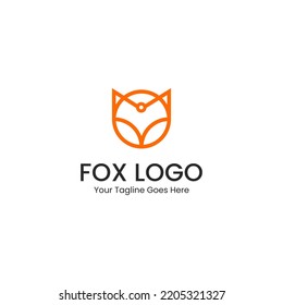 Minimalistic Fox Head Logo, Vector Lines