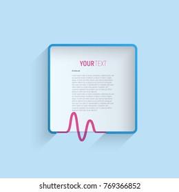 Minimalistic frame with heartbeat sign. Template for medical information empty space for text. Vector illustration