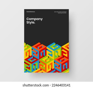 Minimalistic front page A4 design vector layout. Fresh geometric tiles annual report illustration.