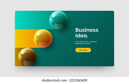 Minimalistic front page design vector concept. Geometric 3D balls corporate brochure illustration.