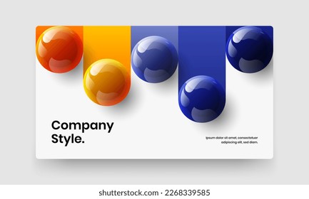 Minimalistic front page design vector layout. Colorful 3D balls leaflet template.