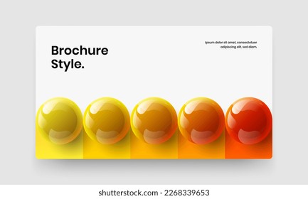Minimalistic front page vector design layout. Clean realistic spheres corporate brochure template.