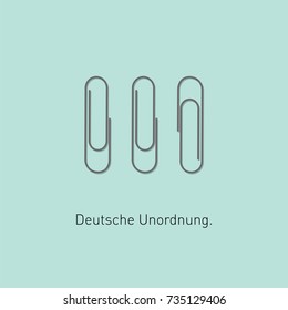 Minimalistic and funny concept of paperclip chaos Germany style. Vector illustration. Modern flat design.