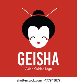 Minimalistic geisha vector logo template with sample text