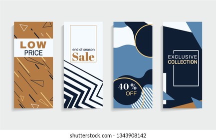 Minimalistic geometric background. Futuristic vector banners with organic shapes.