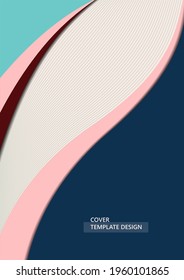 Minimalistic geometric backgrounds. Trendy colors. Wavy lines. Paper cut effect. Design layout for business presentations, flyers, posters and invitations. Vector illustration