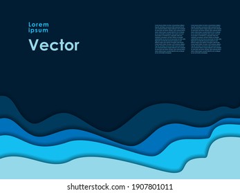 Minimalistic geometric backgrounds. Trendy gradient colors. Wavy shaped lines. Paper cut effect. Best for posters, landing page. Vector illustration.