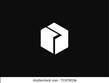 Minimalistic geometric cube box icon logo