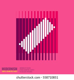 Minimalistic Geometric Design For Logo Colorful Simple Figure Form In Pink Color