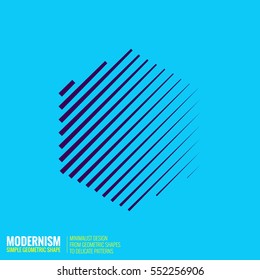 Minimalistic geometric design for logo. Simple figure, form in blue color