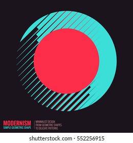 Minimalistic geometric design for logo. Simple figure, form in red color