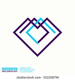 Minimalistic geometric design for logo. Simple figure, form in blue color