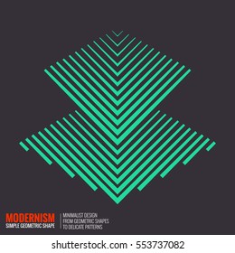 Minimalistic geometric design for logo. Simple figure, form in green color