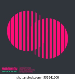 Minimalistic geometric design for logo. Simple figure, form in pink color
