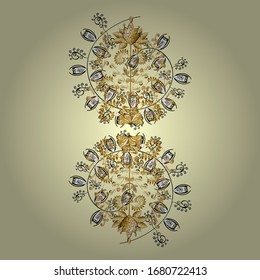 Minimalistic geometric design. Vector line design. Luxury vintage illustration. Art Deco Pattern on black and beige colors. 1920-30s motifs. Sketch. Curls background.