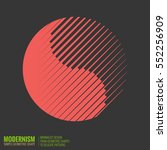 Minimalistic geometric design Yin Yang Symbol for logo Simple figure form in red color