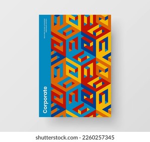 Minimalistic geometric hexagons banner template. Isolated leaflet design vector illustration.