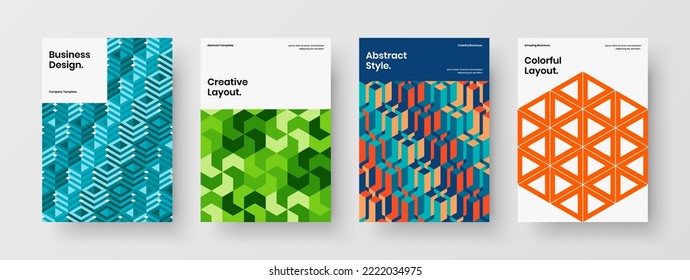 Minimalistische geometrische Hexagons Booklet Vorlagensammlung. Beeindruckende Vektordesign-Layoutzusammensetzung für Banner.