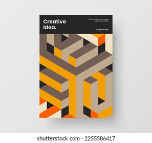 Minimalistic geometric hexagons company brochure concept. Colorful journal cover vector design layout.