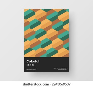 Minimalistic geometric hexagons leaflet template. Unique company brochure A4 design vector illustration.