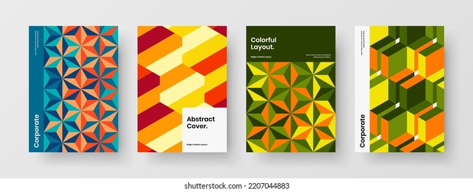 Colección de plantillas de carteles de hexágonos geométricos minimalistas. Moderno paquete de diseño vectorial de diseño de postcard A4.