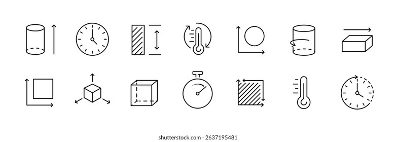 Minimalistic geometric icon set for measurement and time design projects