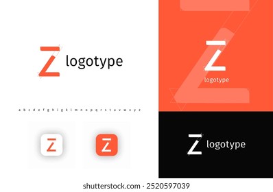 Minimalistic geometric letter Z monogram for blueprint project, architectural building, futuristic technology, innovative science. Modern logo concept. Vector illustration