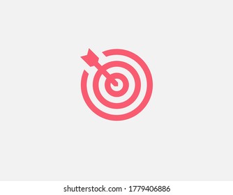 Minimalistic geometric logo icon pattern of circles and arrow, hit the target