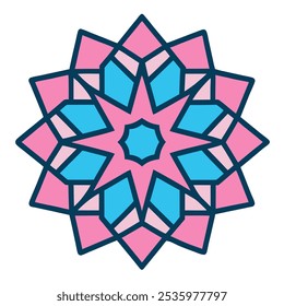 Un mandala geométrico minimalista con líneas limpias, perfecto para el arte digital moderno y proyectos de diseño de impresión. Conveniente para la marca, el empaquetado, y la decoración casera.