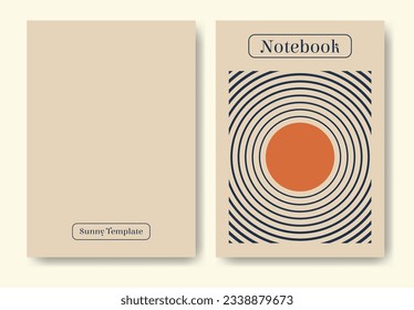 Minimalistic geometric notebook cover design, vector template