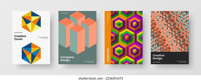 Minimalistic geometric pattern banner concept collection. Trendy company cover design vector template composition.