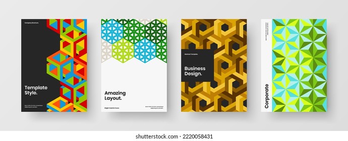 Patrón geométrico minimalista de la colección de ilustraciones de portada de la compañía. Folleto corporativo original conjunto de plantillas de diseño de vectores A4.