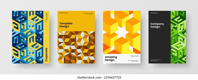 Patrón geométrico minimalista de concepto de identidad corporativa. Conjunto de ilustraciones de diseño vectorial de folletos multicolores.